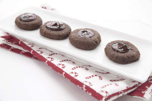 PEPPERMINT CHOCOLATE THUMBPRINT COOKIES