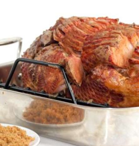 BROWN SWERVE AND MUSTARD GLAZED HAM