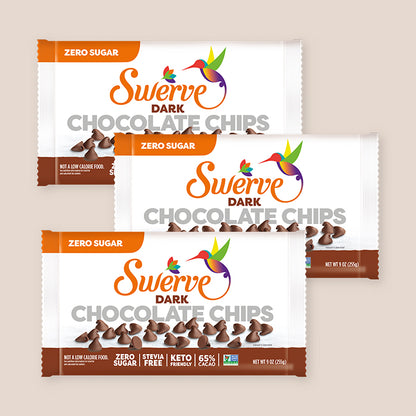 Swerve Dark Chocolate Chips 3 Pack front view